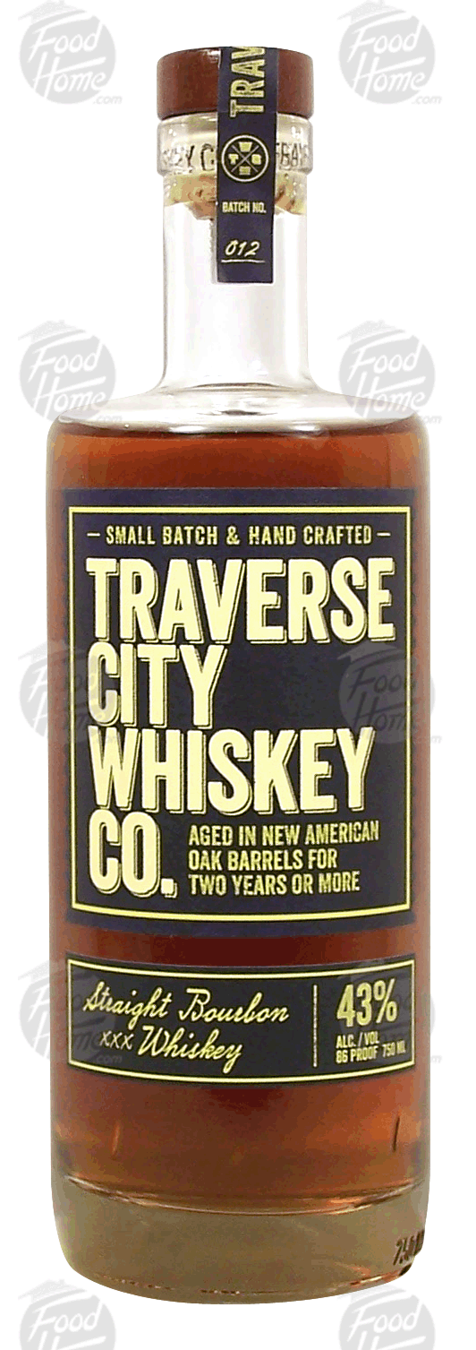 Traverse City Whiskey Co.  straight bourbon whisky, aged in new american oak barrels for 2 years or more, 43% alc. by vol. Full-Size Picture